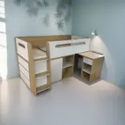 Wood-Toned Multi-Functional Loft Bed With Integrated Storage & Desk Single Size