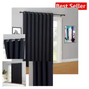 Black Thermal Curtains 102" x 84" - Blackout Drapes with Free Tie-Back
