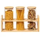 New 30oz Glass Jars with Bamboo Shelf for Storing Ground Coffee, Sugar