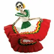 Skeleton Dod Dancing Senorita Red Figurine Decoration Collectible
