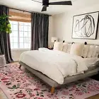 Beautiful Pink Bedroom Rug 160x230cm Machine Washable Bedside Carpet Soft Mat