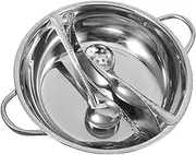 CIYODO Stainless Steel Hot Pot Divider Dual-Compartment Soup Spoon Strainer Set Quick Heat Metal Cookware for Family Gatherings