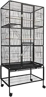 Taily 176cm Large Bird Cage Stand-Alone Aviary Cages Travel Stand Budgie Parrot Birdcage with Removable Tray Black