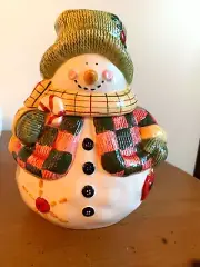 Homespun Holidays Snowman Cookie Jar W/Box