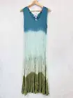 Chadwick's Dress Maxi Sleeveless Crinkle Ombre Dyed Hippie Boho Large L