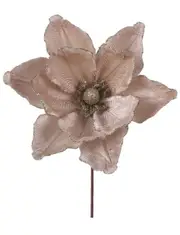 Taupe Magnolia Flower Christmas Tree Pick 30cm