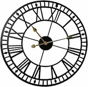 ORFOFE Wall Hanging Clock 40cm Black Gold Needle Iron Art Wall Decor Silent Sweep Timeless Design for Bedroom