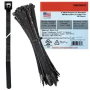 Bar Lok 4” Zip Ties – 100 Pieces, Black – Made in America – Weather, UV & Imp...