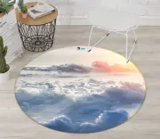 3D White Cloud 72138 Round Game Non Slip Rug Mat Photo Carpet