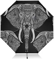 [RPLIFE] Elephant Mandala Umbrella for Rain, Lightweight Portable Auto Open Close for Women, Travel Umbrellas for Rain, Wind and Sun