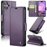 CaseMe iPhone 16 Folio Wallet Case Cover Apple Side Closure [Purple]