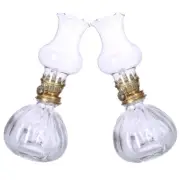 2 Pcs Oil Lamps Kerosene Paraffin Glass Pumpkin Lantern Indoor