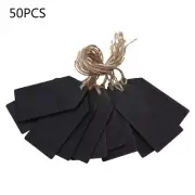 Black Erasable Hanging Chalkboard Signs Tags Label for Rope Set of 50