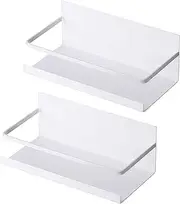 NHZ Magnetic Spice Rack, Magnetic Spice Rack Refrigerator, Magnetic Shelf, Metal Fridge Shelves with Extra Strong Magnets, Magnetic Shelf for Refrigerator, Perfect Space Saving (2 Pack, White)