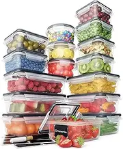 16 PCS Food Storage Containers with Lids Airtight (16 Containers & 16 Lids), Plastic Storage Meal Prep Container Stackable 100% Leakproof & BPA-Free Organization and Storage Set, Lunch Containers
