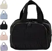 [Generic] Elouva Toiletry Bag, Large Capacity Wide-Open Travel Cosmetic Bag, 4-in-1 Puffy Multi-Functional Lightweight Makeup Bags, Toiletries (Black)