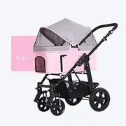 pet Stroller Pet Equipment Medium and Large Pet Strollers, High-end Dog Carts, Four-Wheeled Pet Stroller Bag, Pet Supplies, Light Pet Trolley, Pet Cat Strollers (Color : Pink)