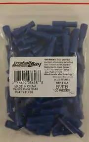 Install Bay BVFB Vinyl Female Bullet Connector 16/14 Gauge Blue Pack of 100