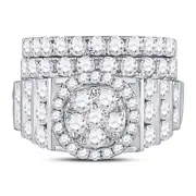 14k White Gold Round Diamond Bridal Wedding Ring Set 3-5/8 Cttw