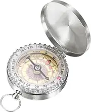 uxcell Camping Survival Compass [1PCS] - Copper Clamshell Classic Pocket Style Glow in The Dark Orienteering Compass- [Silver Tone] Outdoor Navigation Tool