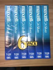 Maxell GX-SILVER Blank VHS 6-Pack T-120 6 Hour VCR Video Tapes Sealed NOS USA