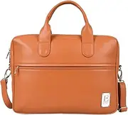 [ePoch] Elegance Vegan Leather Spacious yet Sleek Double Compartment Unisex Laptop Bag with Premium Finish and Organiser Pockets - Water Resistant Bag with Comfortable Handle & Strap
