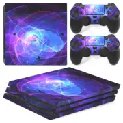 For PS4 PRO Console & 2 Controllers Cool Purple Swirl Vinyl Skin Wrap Decal