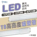 〖亮博士〗LED T8 玻塑管 5W / 9W / 18W 黃光/自然光/白光 1/2/4尺 〖永光照明〗DR-REC-LED-T8%