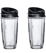 Nutri Ninja 24-Ounce BPA-Free Tritan Cup with Spout Lid, 2-Pack, XSK2424, Compat