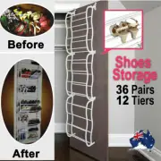 36 Pair Shoe Over Door Hanging Holder Organiser Shelf Rack Storage Hook AU Stock