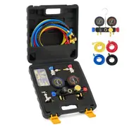 AC Manifold Gauge Set with Recharging Hoses for R410a R22 R134a Refrigerant