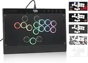 Haute42 Leverless Controller Arcade Stick: Magnetic Leverless Arcade Stick with RGB Rims,Premium Black Haute42 C16 Arcade Controller for PC/PS3/PS4/Switch Game with Lock Button Support Hot Swap & SOCD