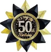 SKJIAYEE It's My 50th Birthday Buttons Pins Handmade(3.8*3.8inch), Black Gold Funny Grosgrain Ribbon Tinplate Badge for Women or Men 50th Birthday Party Decorations Supplies Ideas Gifts Jokes Favors,