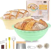 26PCS Silicone Sourdough Bread Baking Supplies,Banneton Proofing Basket,9 Inch