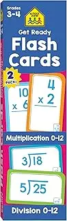 SCHOOL ZONE - Get Ready Flash Cards Multiplication & Division 2-Pack Grades 3-4, Ages 8-9, Multiplication, Division, and Elementary Math