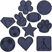 Decorative Flower Sewing Patch Navy Blue Twill Soccer Embroidery Cloth Patch Iron-On Patches DIY Accessories, 12Pcs