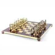 Greek Mythology Chess Set - Brass Copper Pawns - Red chess Board