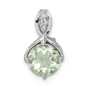 SS RH-plated Circle 1.86t.w. Green Quartz/White Topaz Pendant