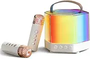 COSMEVIVI Mini Karaoke Machine with Microphone Speaker Set Compact Portable for Boys and Girls Adults Led Light Effects