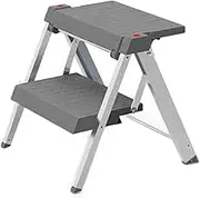 Library Stair Chair Step 2/3/4-Step Folding Portable Aluminum Alloy Ladder Counter Chair, Portable with Anti-Slip Stable for Kitchen Home Adult，Maximum Load 350bls(Color 3,2tiers)