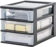 [IRIS OHYAMA] Europe A-4 Chest with 3 (Without Wheels), Black, Tower Unit six, Drawer Organiser, Plastic Office drawers-OCH-2030, 35.5x26x25.5