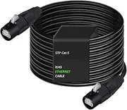 Cat5/6 Ether CON Extension Shielded Cable Male to Male/Female Indoor&Outdoor STP/SFTP Cable with Button Waterproof RJ45 0.3-20M(1031-CAT5-In-BK,20M)