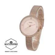 Casio Ladies' Pink Gold Ion Plated Stainless Steel Mesh Band Watch LTPE154MPG-4A