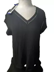 Buffalo David Bitton Pullover Round Large Women's Solid Print Short Sleeve NWT