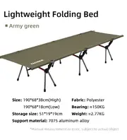Ultralight Foldable Camping Bed, Backpacking Cot, Outdoor Hiking Sleeping Bed, Tent Bed, Portable Travel Bed Army Green