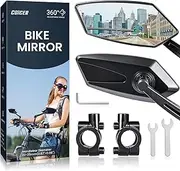 Coicer - Bicycle mirror, extra large mirror surface, impact-resistant real glass, bicycle mirror for handlebars, ebike, rear view mirror, bicycle mirror for e-bike mirror, foldable (left + right)