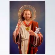 Nicolas Cage, Saint Nicolas of Cage, Nic Cage Religious Painting Matte Poster