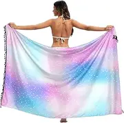 [RPLIFE] Pastel Gradient Blue Swim Suit Sarongs Tassel Beach Sarong Coverups for Women, Large, Pastel Gradient Blue, Medium