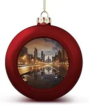 2PCS Red Acrylic Ball Ornaments Chicago Christmas Ornaments Decoration Balls for Christmas Tree Wedding Party Hanging Christmas Decorations Home Decor