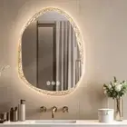 Crystal Frame LED Bathroom Mirror Anti-fog Makeup Mirror with 3 Colors Backlit